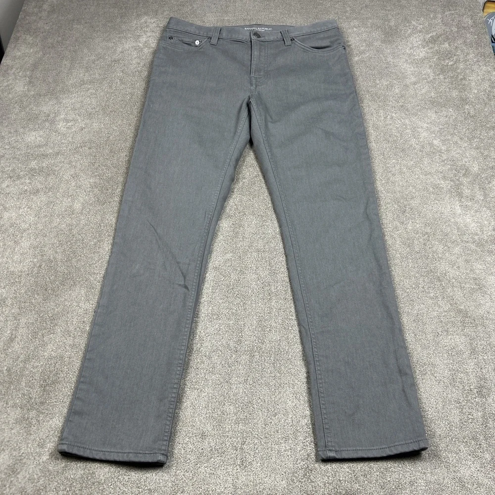 Banana Republic Traveler Jeans Mens 31x30 Slim Gray (Faded Black) Stretch Casual